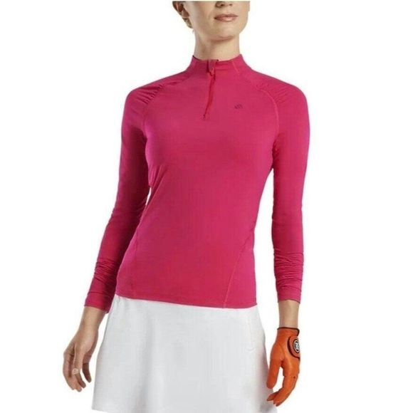 G/Fore Womens Featherweight First Layer Zip Top Rose XL Golf GFore - Picture 1 of 4